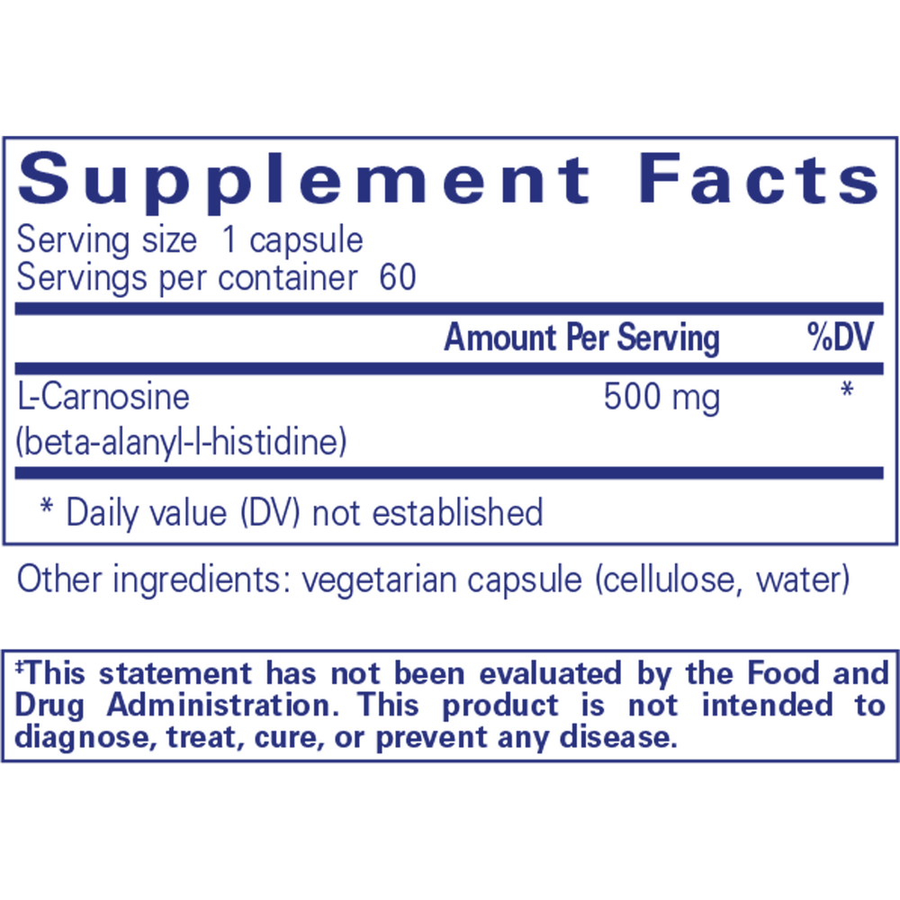 L-Carnosine 500 mg, 60 Capsules , Brand_Pure Encapsulations caps Emersons
