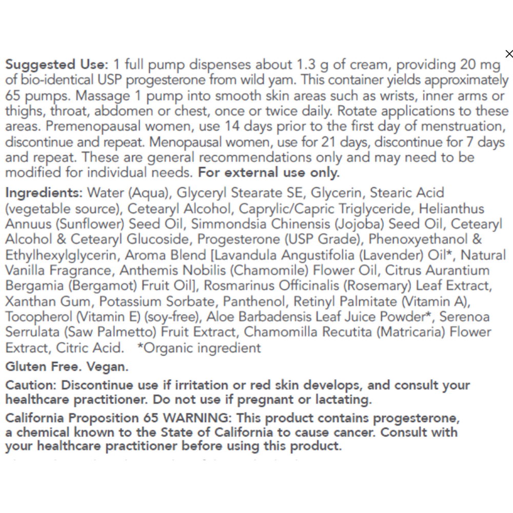 Progesterone Cream w/Lavender, 85 Grams , Brand_Protocol for Life Balance Form_Powder Size_85 Grams