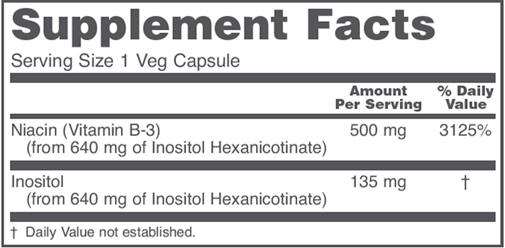 Flush-Free Niacin 500mg, 90 Capsules , Brand_Protocol for Life Balance capsules Form_Capsules Requires Consultation Size_90 Capsules