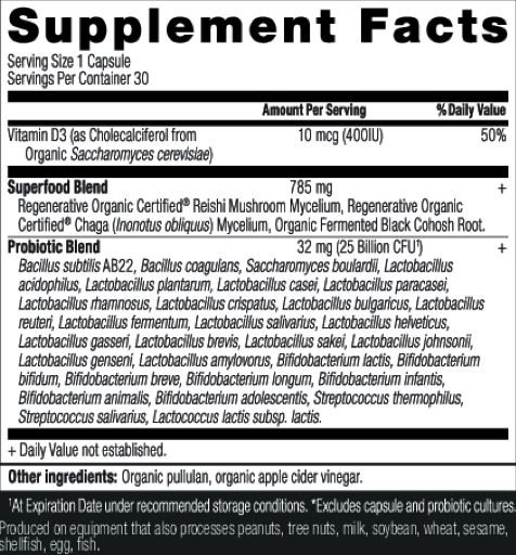 Ancient Nutrition Regenerative Organic Certified Women's 50+ Once Daily 25B - supplement facts