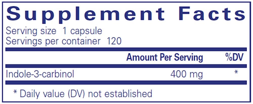 Indole-3-Carbinol, 400 mg, 120 Capsules , Brand_Pure Encapsulations caps Form_Capsules Not Emersons Potency_400 mg Size_120 Caps