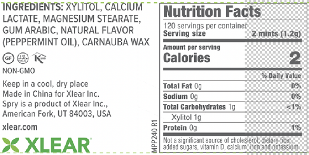 Natural Peppermint Xylitol Mints, 240 Count , Mints Oral Health Peppermint Spry Sugar Free Xlear Xylitol