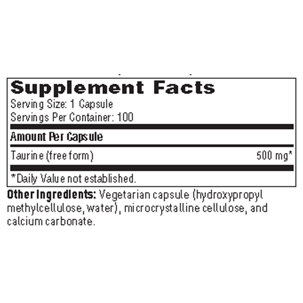 Taurine, 100 Capsules