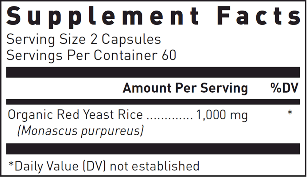 Douglas Laboratories Beni Koji RYR supplement facts