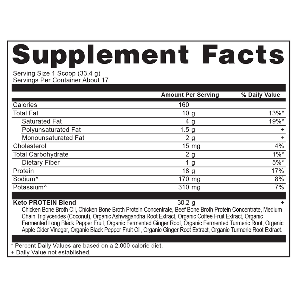 Ancient Nutrition Keto Protein Chocolate - supplement facts