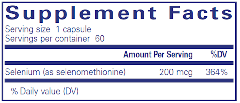 Selenium (Selenomethionine), 200 mg, 60 Capsules , Brand_Pure Encapsulations caps Form_Capsules Not Emersons Potency_200 mg Size_60 Caps