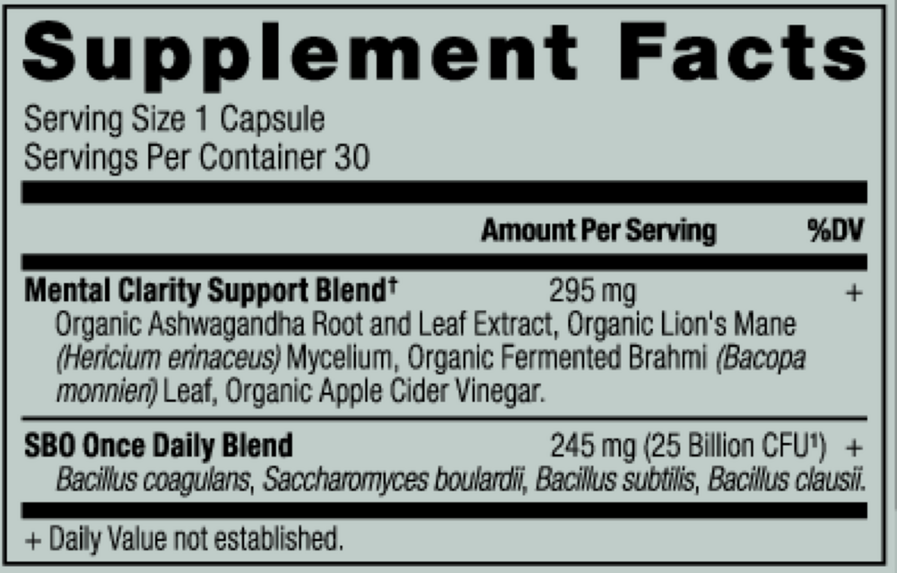 Ancient Nutrition SBO Probiotics Mental Clarity - supplement facts