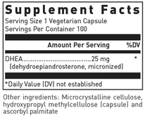 DHEA 25mg (Micronized), 100 Capsules