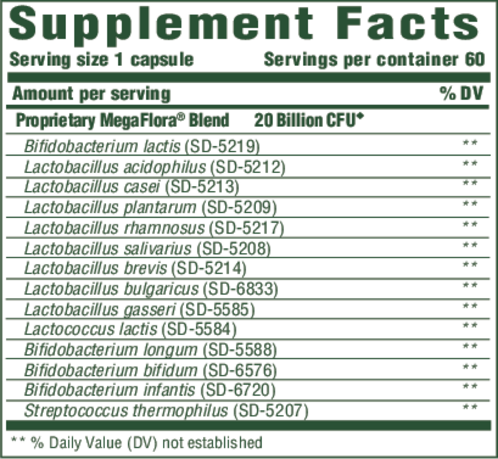 MegaFlora® Probiotic, 60 Capsules