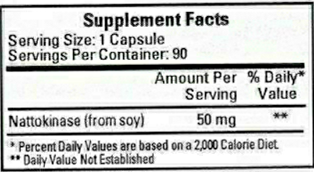 Nattokinase 50mg/1000FU, 90 Capsules