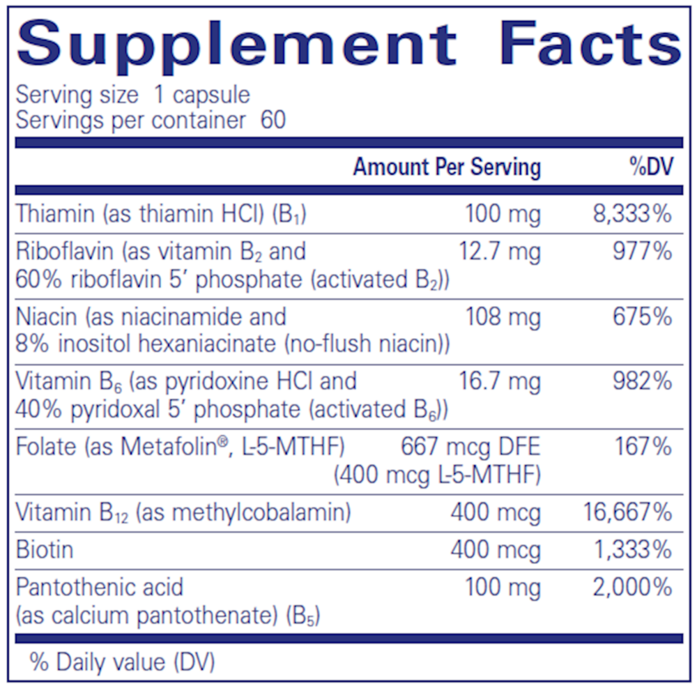 B-Complex Plus, 60 Capsules , Brand_Pure Encapsulations Form_Capsules Requires Consultation Size_60 Capsules