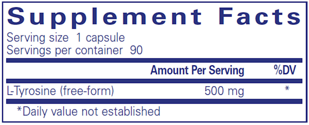 L-Tyrosine, 90 Capsules , Brand_Pure Encapsulations caps Emersons Form_Capsules Requires Consultation Size_90 Capsules
