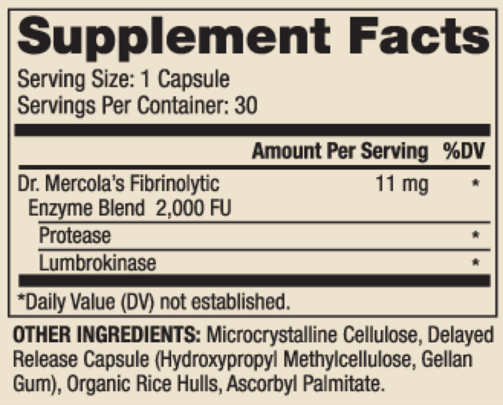 Lumbrokinase enzymes, 40mg, 30 caps