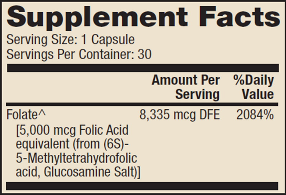 Methyl Folate 5mg, 30 Capsules