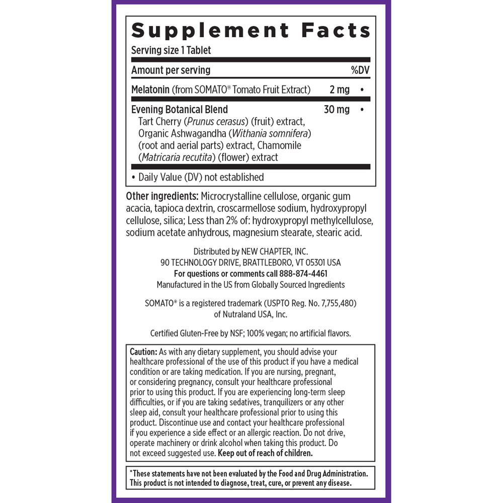 Plant Melatonin + Tart Cherry & Ashwagandha Tablets, 30 tablets