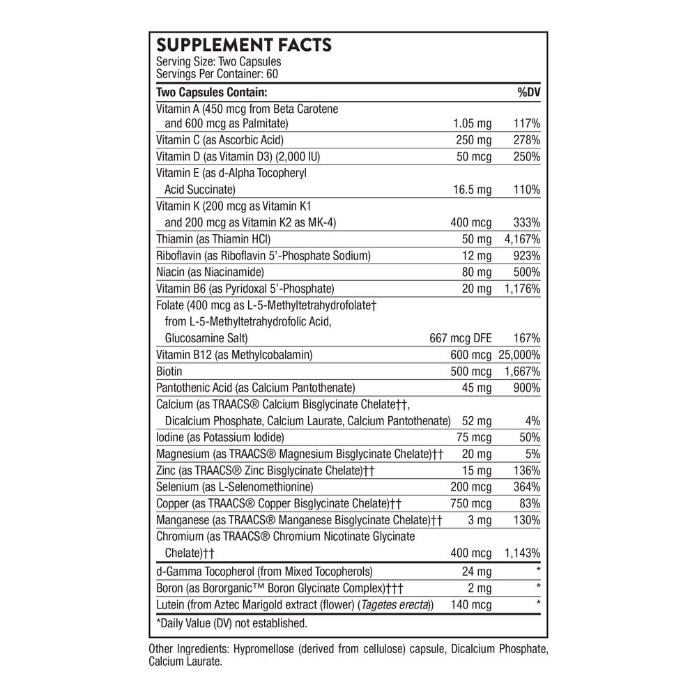 Basic Nutrients 2/Day, 120 Capsules , Brand_Thorne Research Form_Capsules Size_120 Capsules
