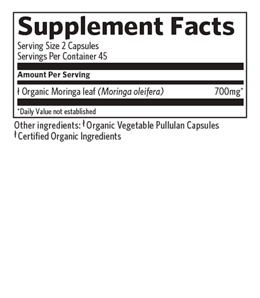 Certified Organic Moringa, 90 Vegetarian Capsules , Ayurveda Brand_Organic India Form_Capsules Form_Vegetarian Capsules Size_90 Caps