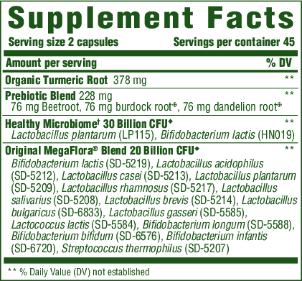 MegaFlora® Probiotic with Turmeric, 90 Capsules