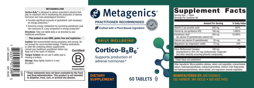 Cortico-B5 B6®, 60 Tablets , Emersons Emersons-Alt Form_Tablets tabs