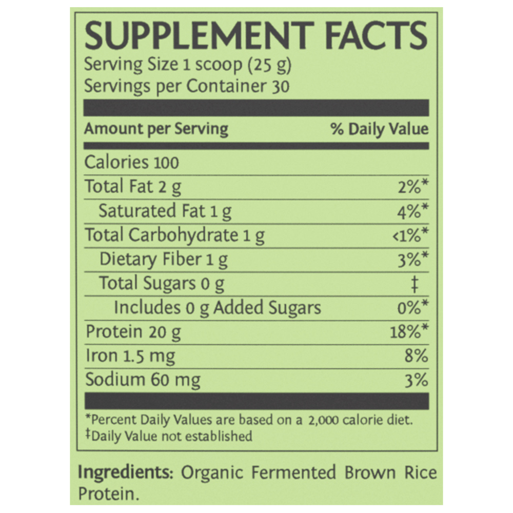 Organic Plant-Based Protein, 20 g of Protein, Natural Flavor, 1.65 Lb (750 g) Powder , Brand_Sunwarrior Flavor_Natural Form_Powder Potency_20 g Size_750 g