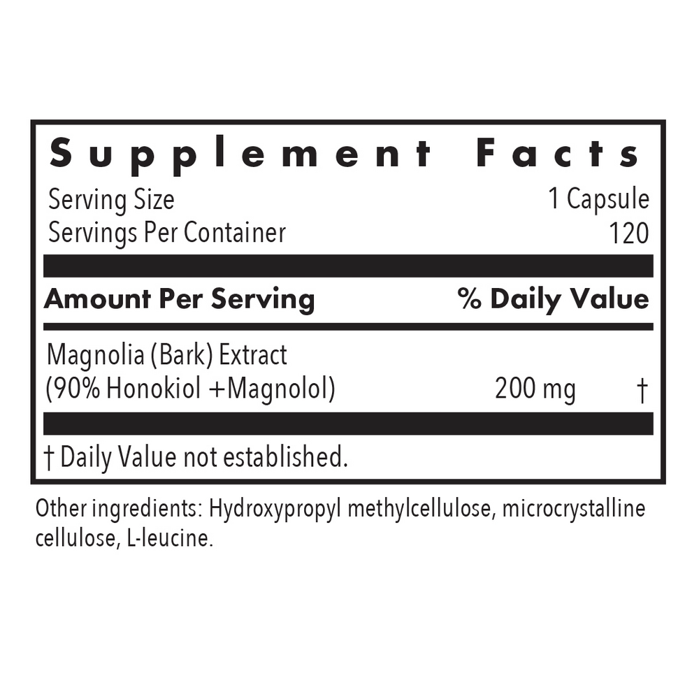 Allergy Research Group Magnolia Extract - supplement facts label