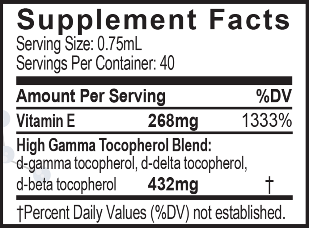 A.C. Grace UNIQUE E Tocopherols Oil - supplement facts label