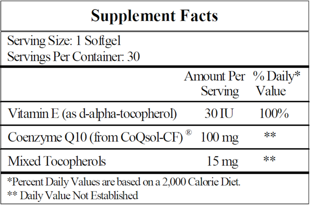 CoQ10 100mg, 30 Softgels