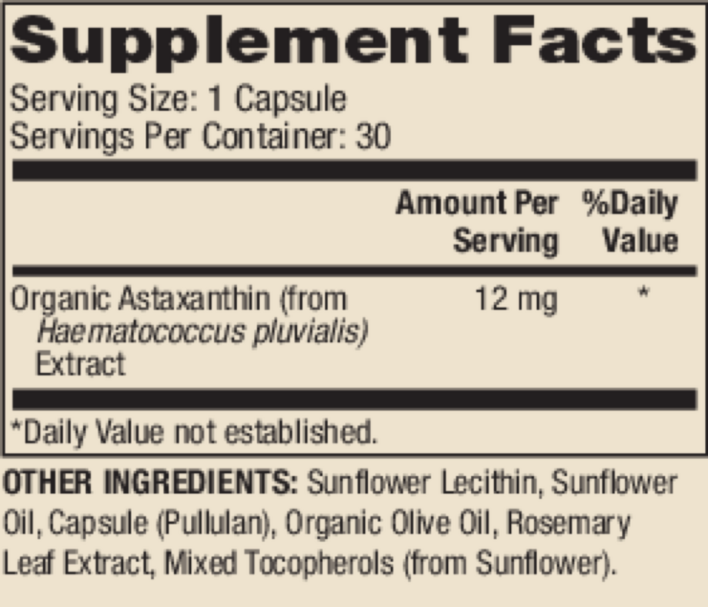 Astaxanthin 12mg, 30 Capsules