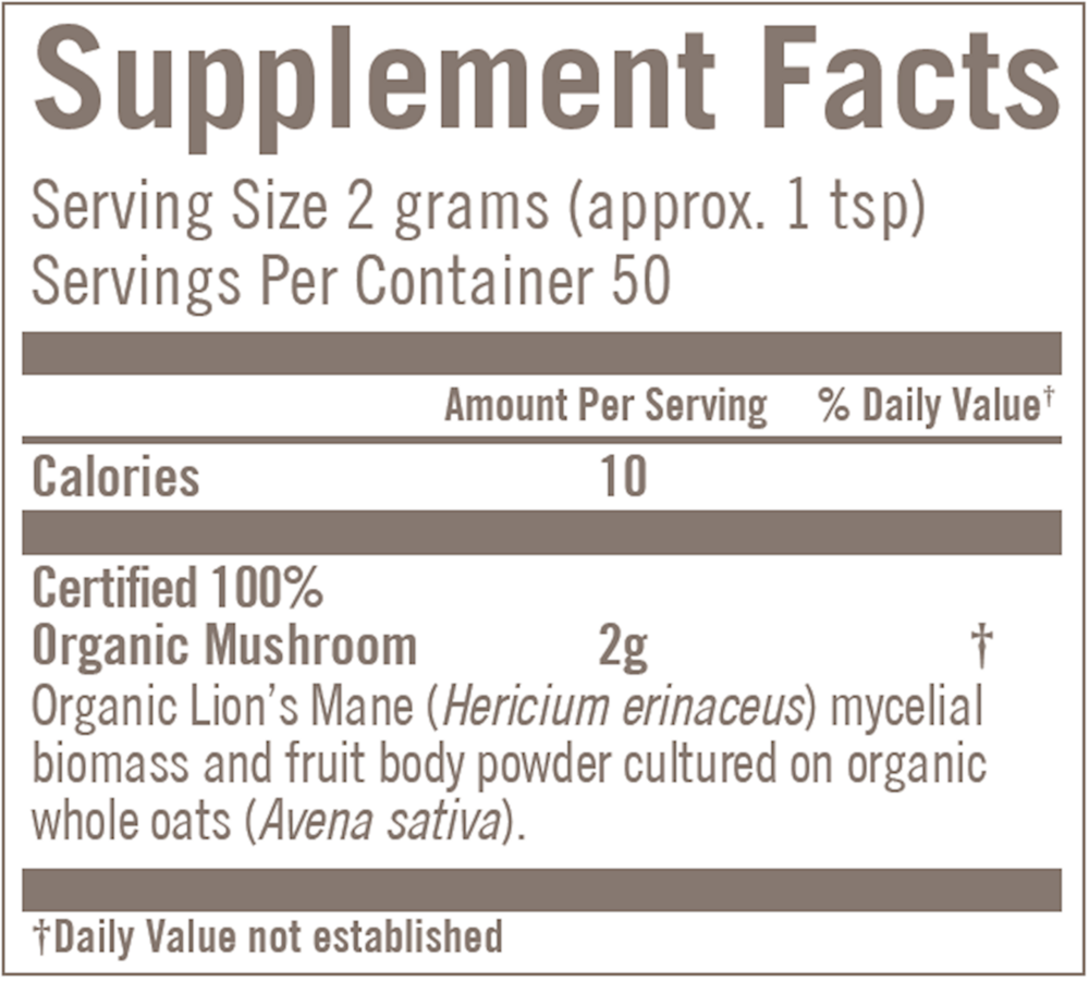 Lion's Mane Mushroom Powder, 3.57 Oz (100 g) Powder , Brand_OM Organic Mushroom Nutrition Form_Powder Size_3.57 Oz