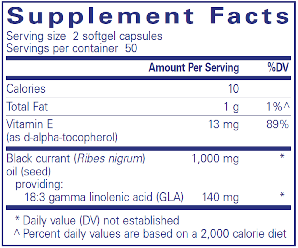 Black Currant Seed Oil, 100 Softgels , Brand_Pure Encapsulations Emersons Form_Softgels Requires Consultation Size_100 Softgel Capsules softgels