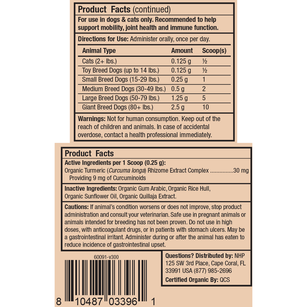 Organic Curcumin for Dogs & Cats, 75 g Powder