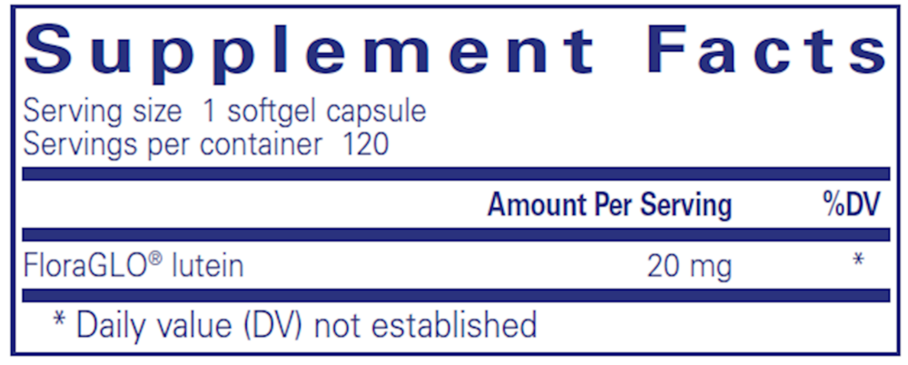Lutein, 20 mg, 120 Softgels , Brand_Pure Encapsulations Emersons Form_Softgels Requires Consultation Size_120 Softgel Capsules softgels