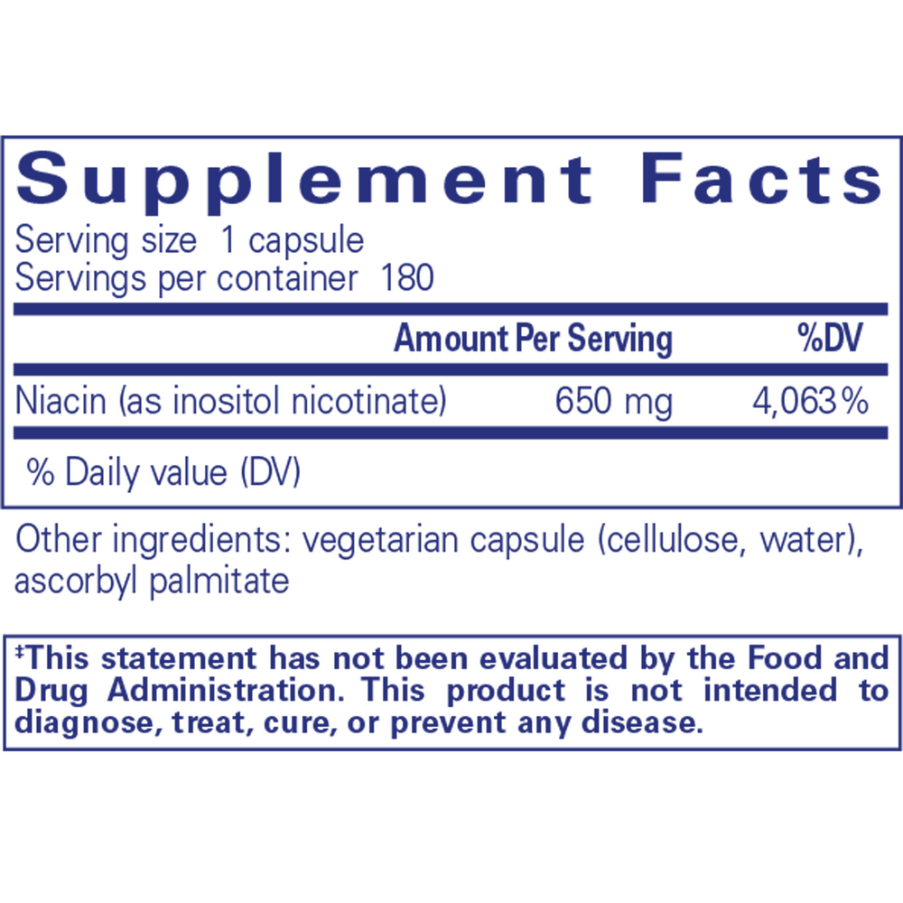 Niacitol® no-flush niacin, 650 mg, 180 Capsules , Brand_Pure Encapsulations caps Emersons