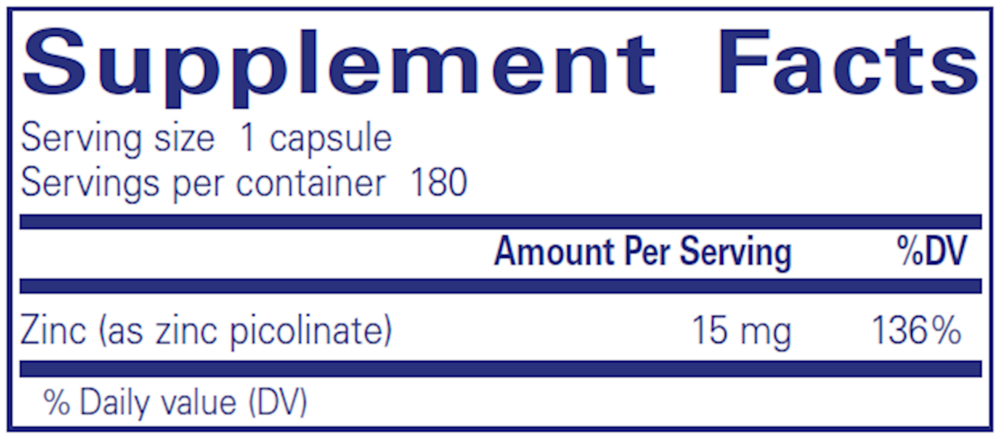 Zinc 15, 180 Capsules , Brand_Pure Encapsulations Form_Capsules Requires Consultation Size_180 Capsules