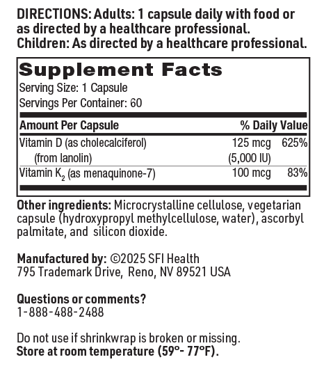 Vitamin D Plus K, 60 Capsules