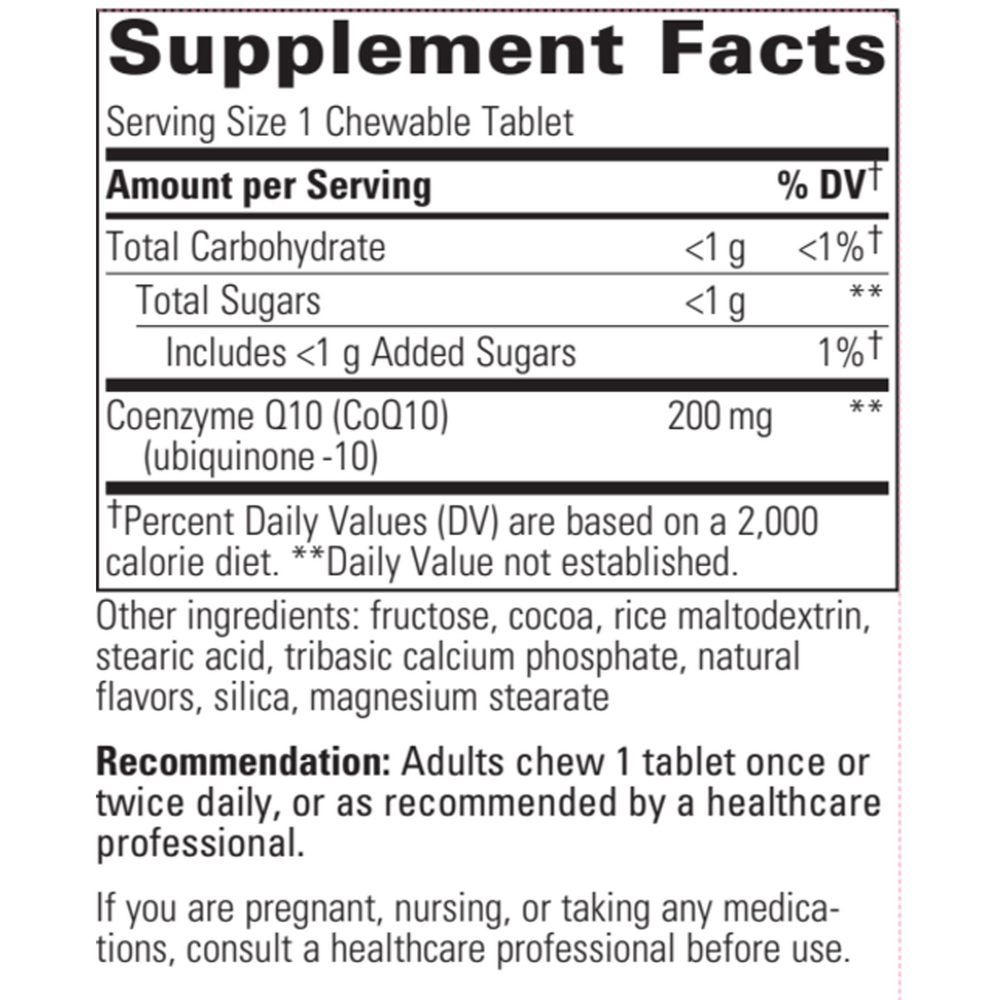 Vitaline CoQ10 200 mg Chewable Tablets, Chocolate, 30 Chewable Tablets