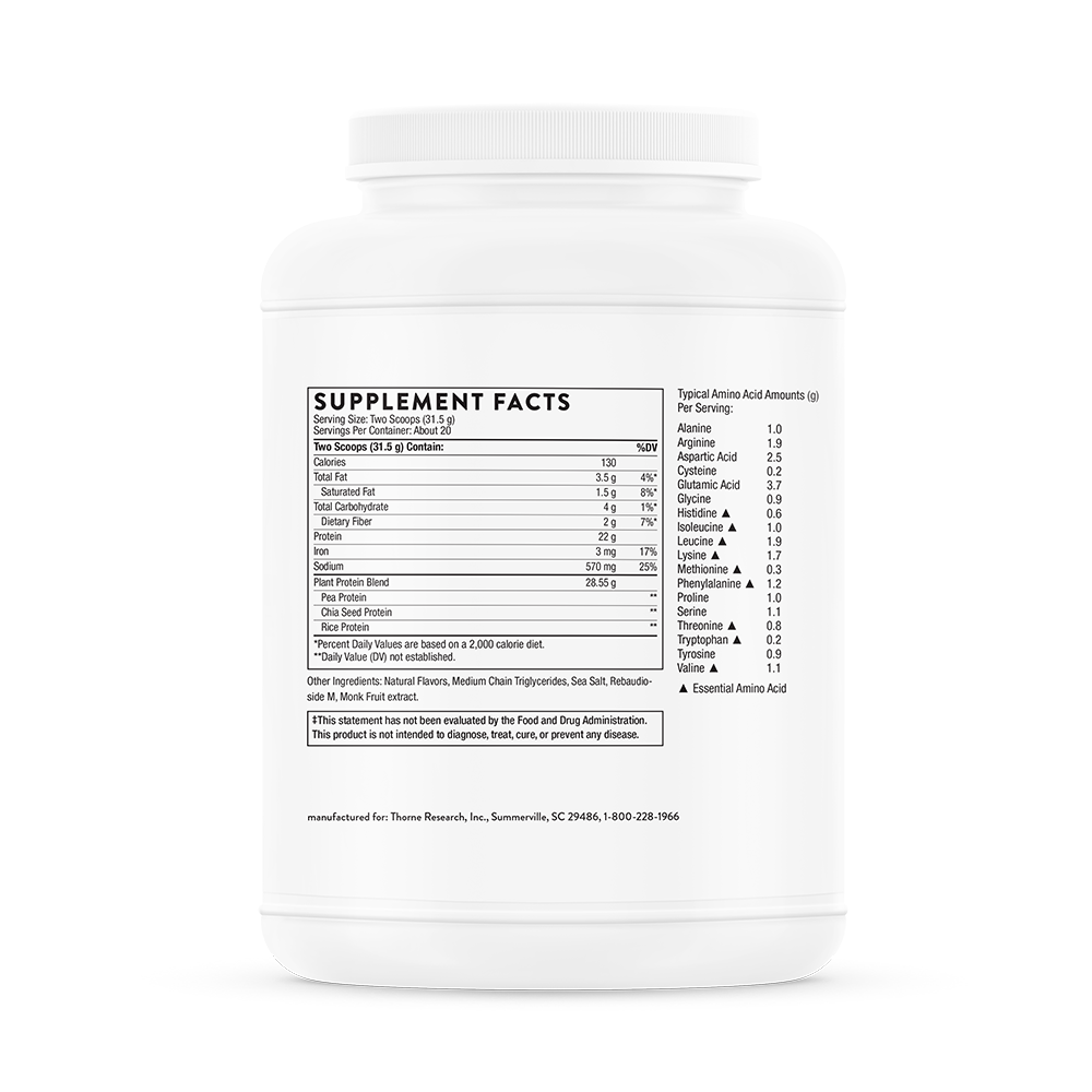 Plant Protein Vanilla Flavored, 630 g Powder , Brand_Thorne Research Form_Powder Size_630 g