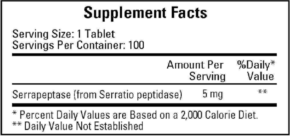 Serraflazyme Serrapeptase Enzyme, 100 Tablets
