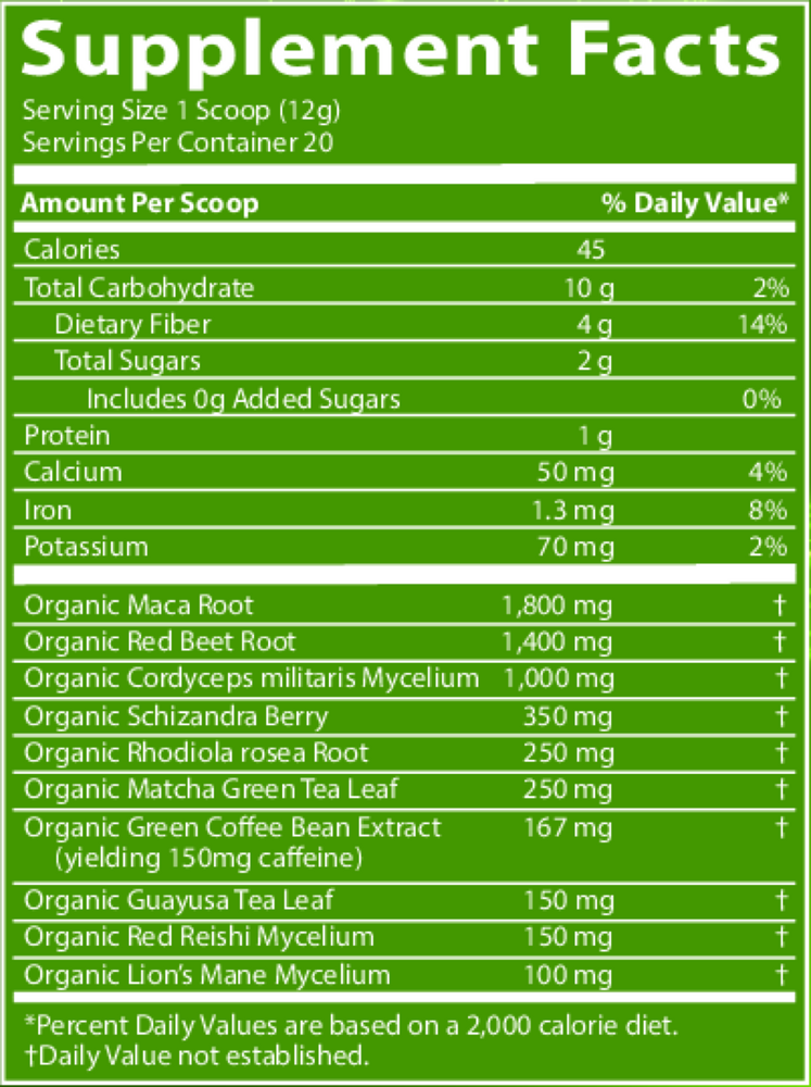 Organic Pre-Workout Black Cherry, 240 Grams