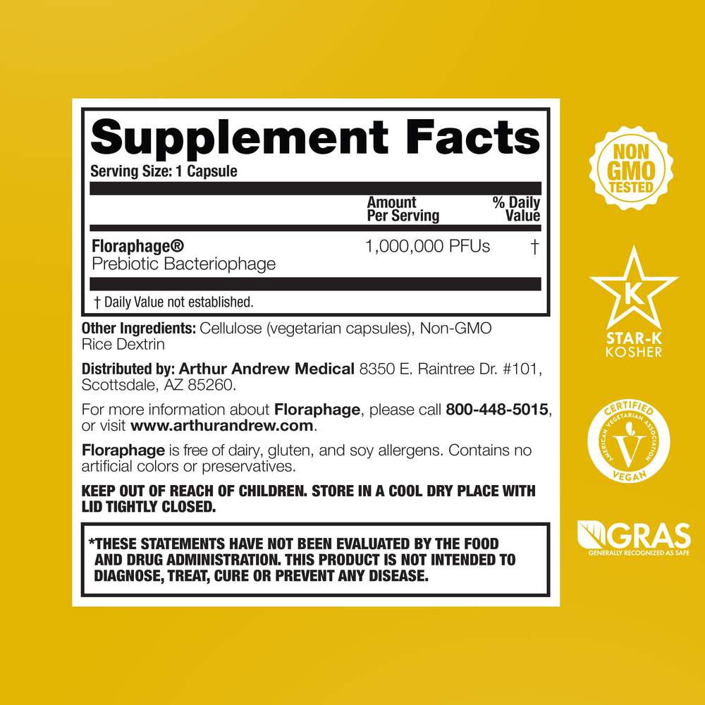 Arthur Andrew Medical Floraphage Probiotic Multiplier - supplement facts