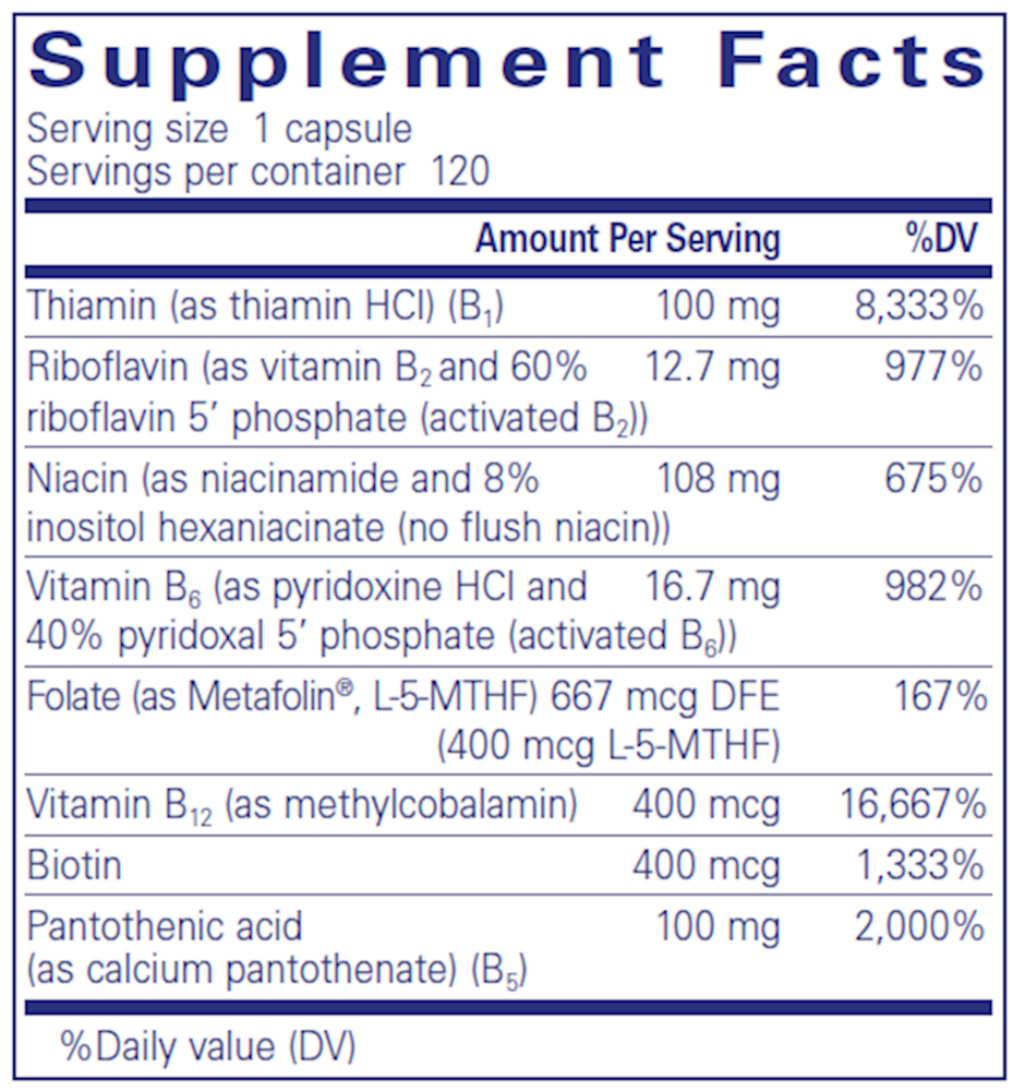 B-Complex Plus, 120 Capsules , Brand_Pure Encapsulations Form_Capsules Requires Consultation Size_120 Capsules