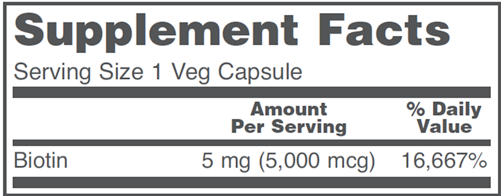 Biotin 5000mcg, 90 Capsules , Brand_Protocol for Life Balance capsules Form_Capsules Requires Consultation Size_90 Capsules