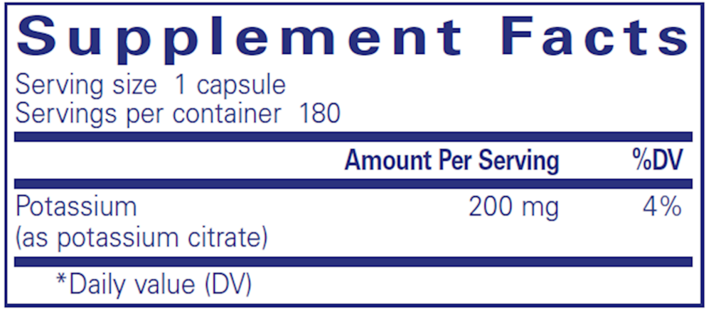 Potassium (Citrate), 180 Capsules , Brand_Pure Encapsulations Form_Capsules Requires Consultation Size_180 Capsules