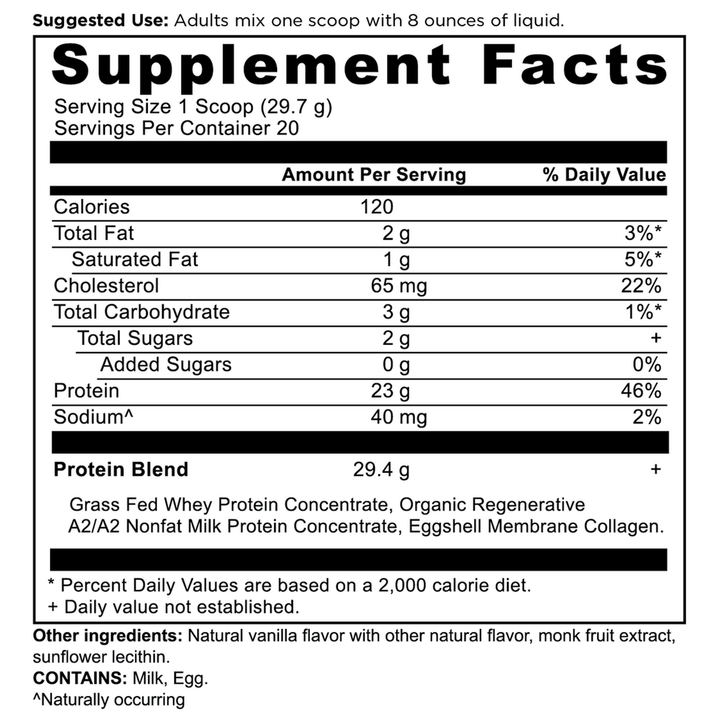 Ancient Nutrition Whey Protein Powder - Vanilla - supplement facts