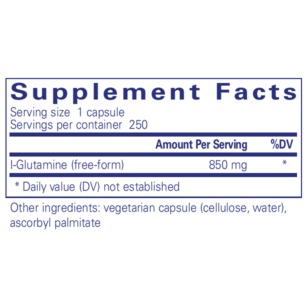l-Glutamine 850mg, 250 Capsules , Brand_Pure Encapsulations Form_Capsules Requires Consultation Size_250 Capsules