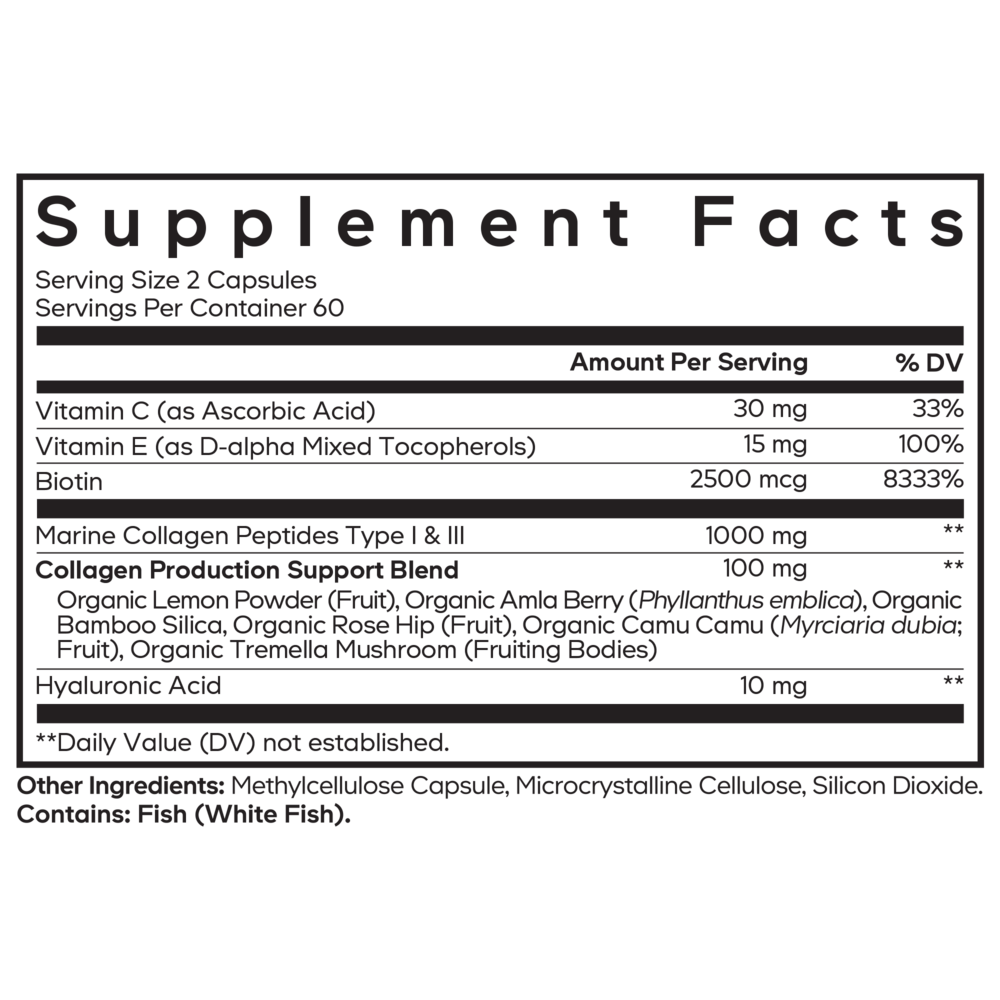 Biotin Marine Collagen + HA + Vit C, 120 Capsules