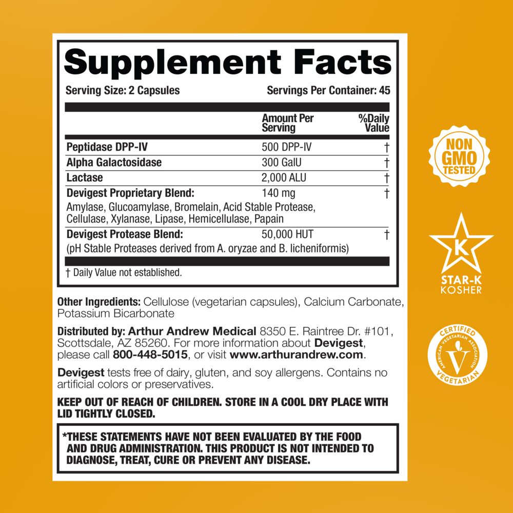 Arthur Andrew Medical Devigest ADS - supplement facts
