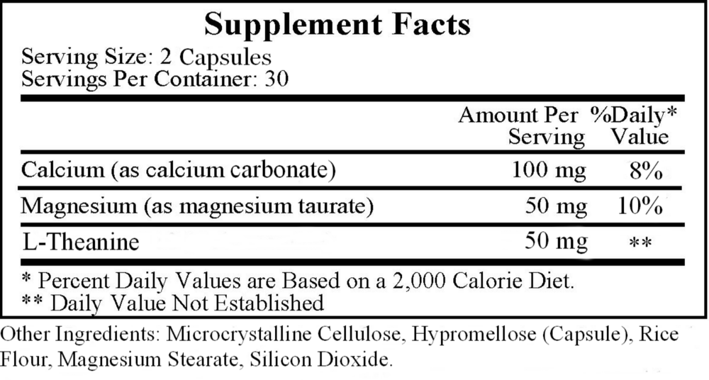 Shpilkes (CA Carbonate/MG Taurate + L-Theanine), 60 Capsules