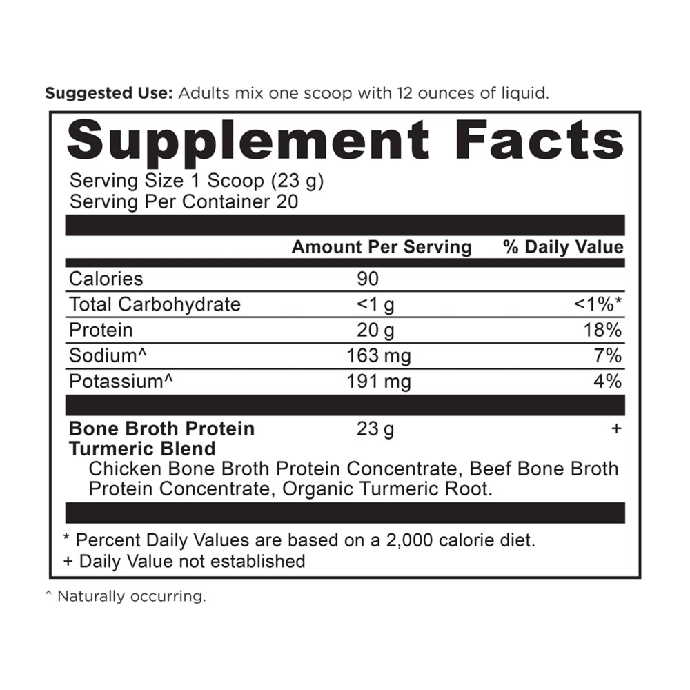 Ancient Nutrition Bone Broth Protein Turmeric - supplement facts