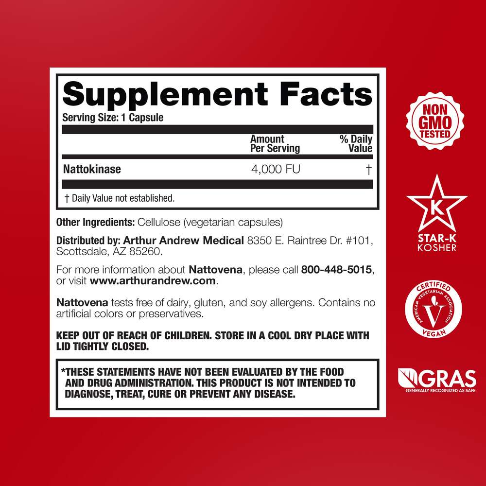Arthur Andrew Medical Nattovena 4,000 FU - supplement facts